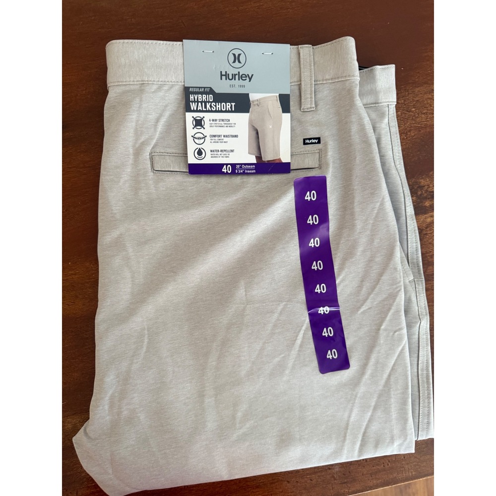 Hurley Mens Hybrid Walkshort Size 40 Gray 4-Way Stretch Water Repellent Regular